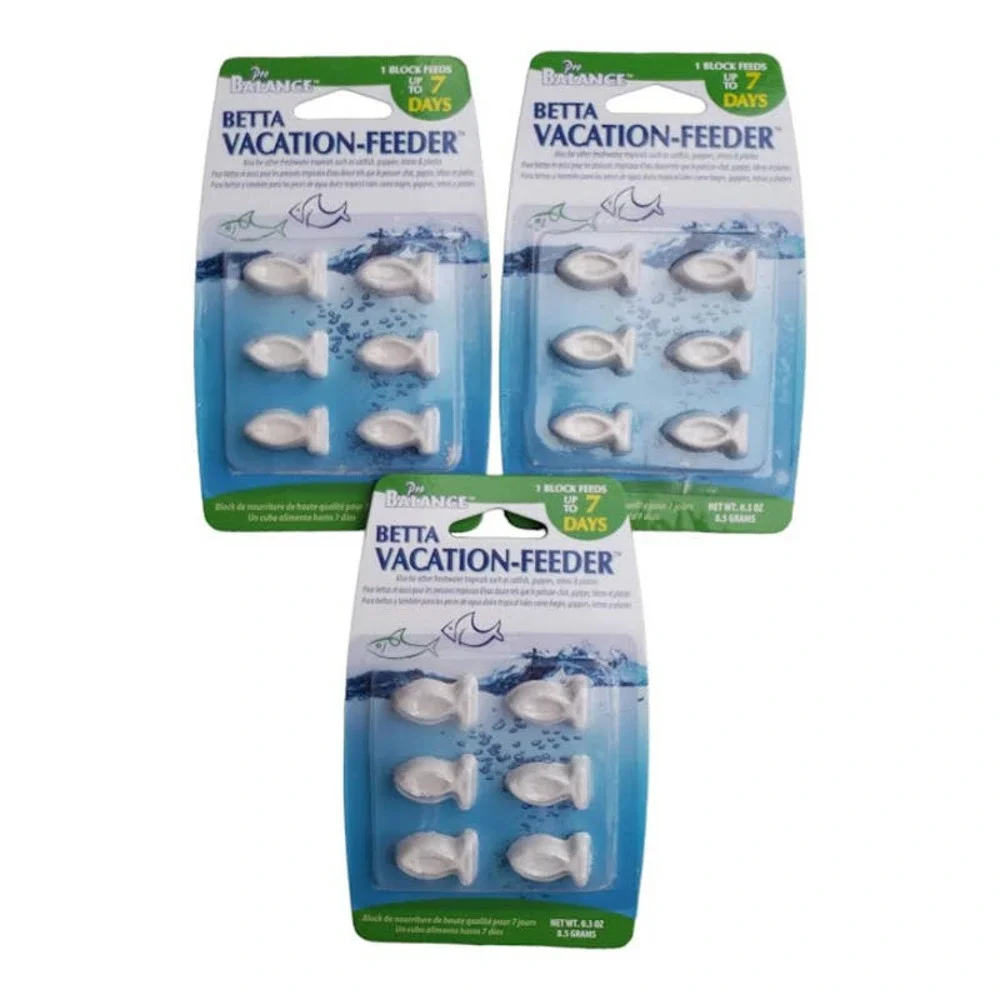 Betta Fish Feeders by Pro Balance, 1 block up to 7 days released food, 3-pack